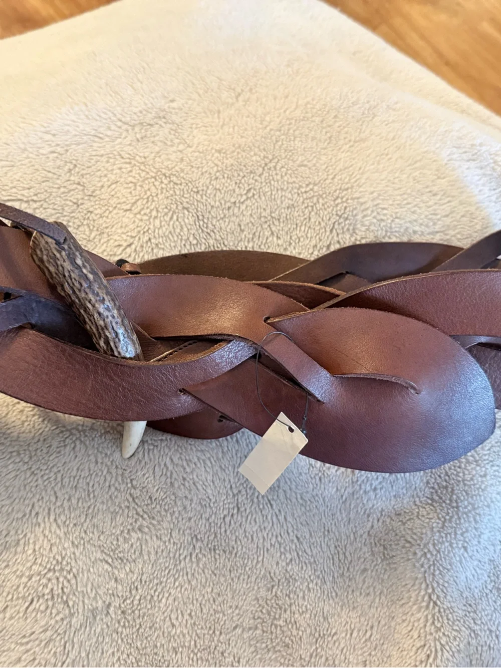 Ralph Lauren Braided horn  Leather Belt in Dark Brown. Large